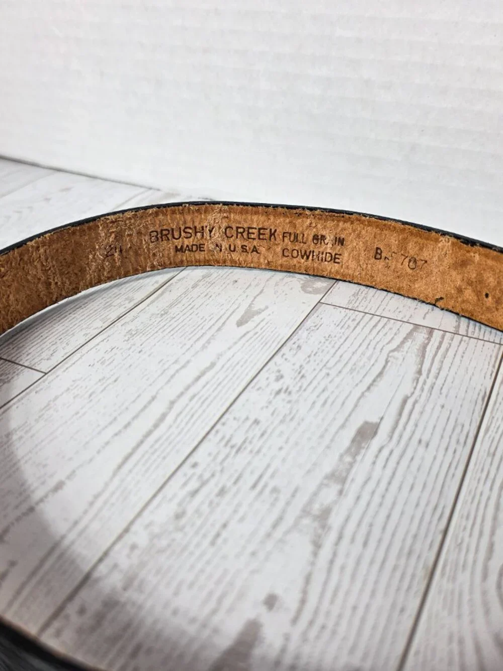 Brushy Creek 24 inch real Leather belt engraved vintage